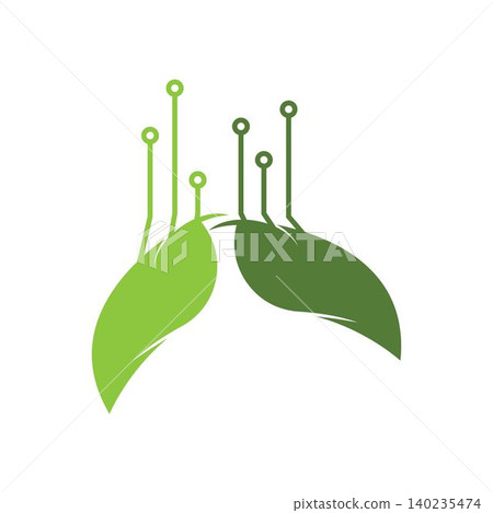 Green leaf integrated into a circuit board design template 140235474