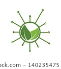 Green leaf integrated into a circuit board design template 140235475