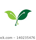 Green leaf integrated into a circuit board design template 140235476