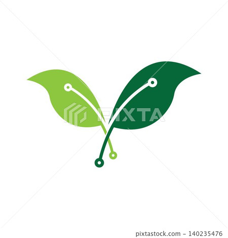 Green leaf integrated into a circuit board design template 140235476
