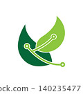 Green leaf integrated into a circuit board design template 140235477