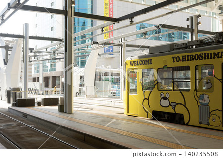 A modern, large terminal for streetcars (Hiroden) directly connected to the new Hiroshima Station building. A modern, large terminal for streetcars (Hiroden) directly connected to the new Hiroshima Station building. 140235508