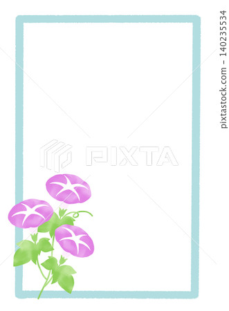 A simple square frame with purple morning glories. 140235534