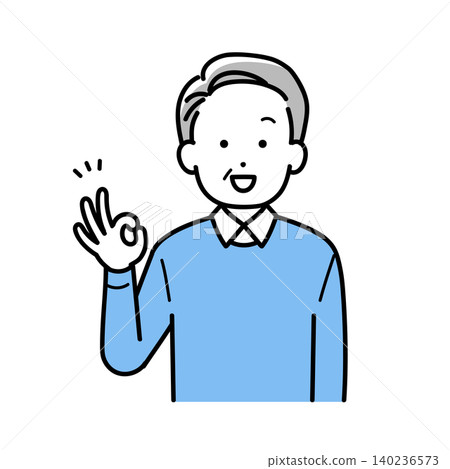 一名老人簽署 OK 的插圖 一名老人簽署 OK 的插圖 140236573
