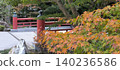 Autumn leaves and red bridge 140236586