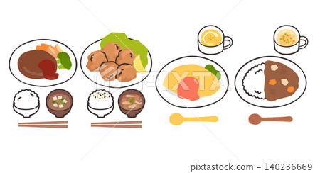 A set of cute illustrations of classic dishes A set of cute illustrations of classic dishes 140236669