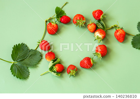 Sweet red strawberries with copy space for design 140236810