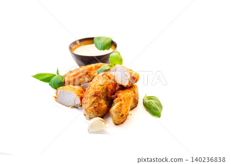 Juicy chicken fillet served with creamy sauce Juicy chicken fillet served with creamy sauce 140236838