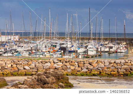 Cascais Marina with Sailing Yachts and Rocky Shoreline Portugal Cascais Marina with Sailing Yachts and Rocky Shoreline Portugal 140236852