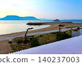 [Kagawa] Summer on Megijima Island: Sunrise over Megijima Island's coast and ferry 140237003