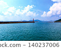 [Kagawa] Summer on Megijima Island: Blue sky and the lighthouse on the east breakwater of Megi Port 140237006