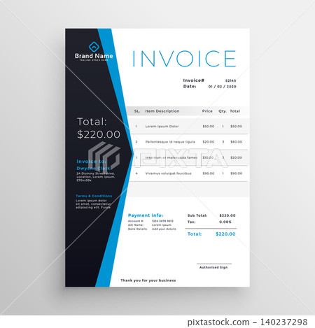blue modern invoice template design blue modern invoice template design 140237298