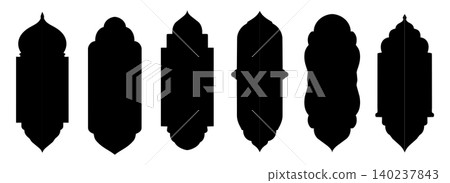 Shape frame door with ramadan window arch for vector vintage arab. Silhouette islam ornament with shape art eid for illustration islamic mosque. Background muslim shape with label ramadan Shape frame door with ramadan window arch for vector vintage arab. Silhouette islam ornament with shape art eid for illustration islamic mosque. Background muslim shape with label ramadan 140237843