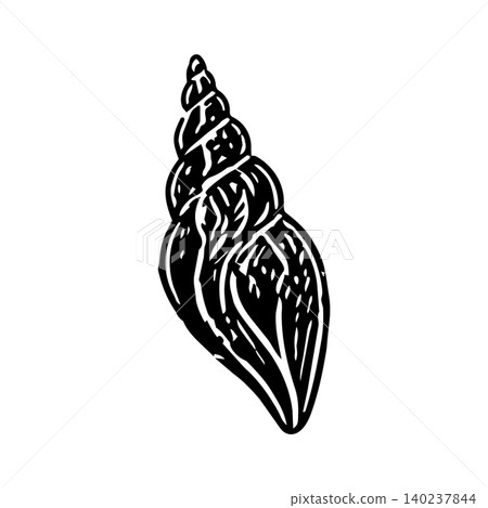 Vector sea shell with illustration beach ocean and linocut stamp silhouette. Isolated design nature with icon vector marine and summer seashell monochrome. Set grunge vector with wave Vector sea shell with illustration beach ocean and linocut stamp silhouette. Isolated design nature with icon vector marine and summer seashell monochrome. Set grunge vector with wave 140237844