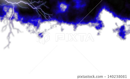 Dark storm clouds with bright blue glow and white lightning forks along top edge against transparent background, dramatic atmosphere of impending thunderstorm Dark storm clouds with bright blue glow and white lightning forks along top edge against transparent background, dramatic atmosphere of impending thunderstorm 140238081