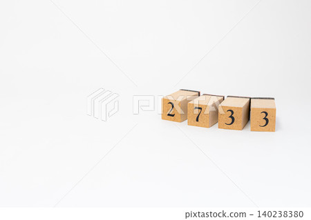 A four-digit number made of wooden blocks 140238380