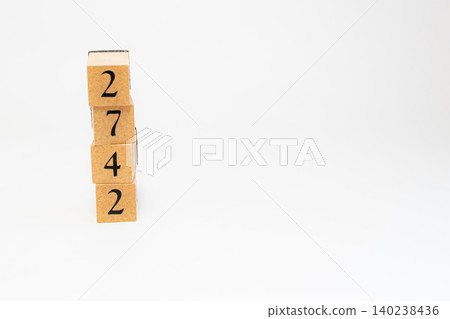 A four-digit number made of wooden blocks A four-digit number made of wooden blocks 140238436