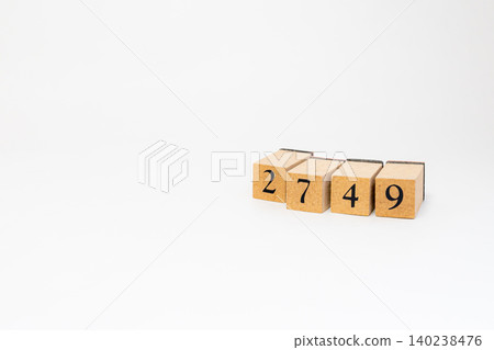 A four-digit number made of wooden blocks 140238476