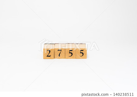 A four-digit number made of wooden blocks A four-digit number made of wooden blocks 140238511