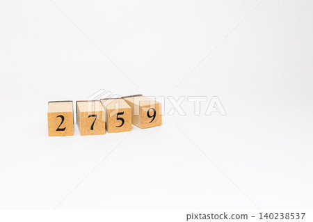 A four-digit number made of wooden blocks A four-digit number made of wooden blocks 140238537