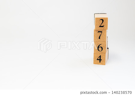A four-digit number made of wooden blocks A four-digit number made of wooden blocks 140238570