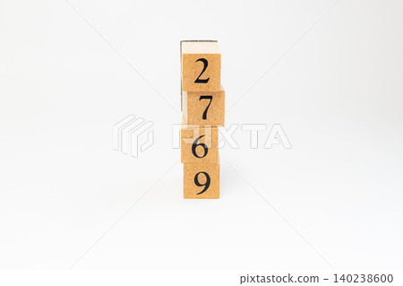 A four-digit number made of wooden blocks 140238600