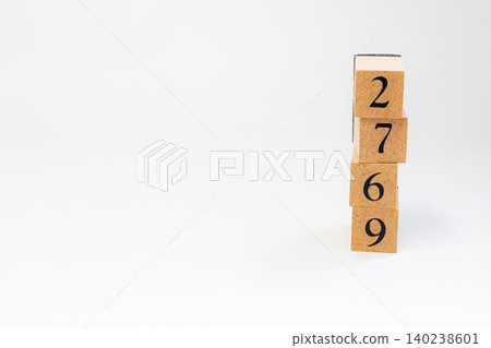A four-digit number made of wooden blocks A four-digit number made of wooden blocks 140238601