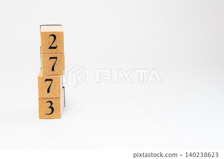 A four-digit number made of wooden blocks 140238623