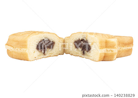 taiyaki with red bean paste isolated on white background taiyaki with red bean paste isolated on white background 140238829