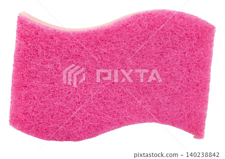 Pink dishwashing sponge isolated on a white background 140238842