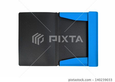 horizontal layout of an open stationery folder on a white background horizontal layout of an open stationery folder on a white background 140239033