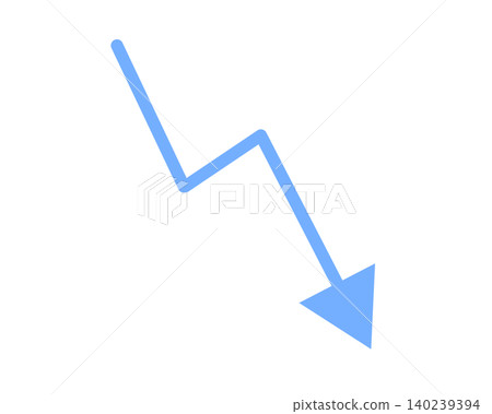 A simple illustration of a downward-sloping arrow. A simple illustration of a downward-sloping arrow. 140239394