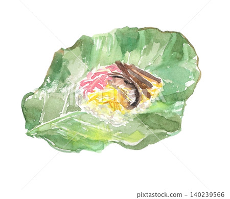 Watercolor illustration of Hoba-zushi 140239566