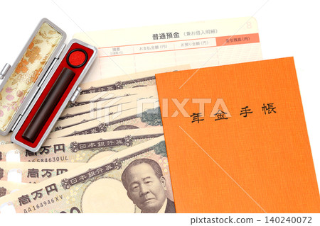 Pension notebook and money 140240072