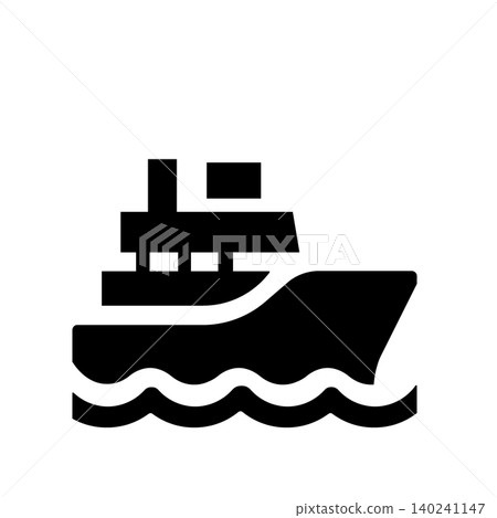 Simple ship pictogram (black) that is easy to use for ferry and port information. 140241147