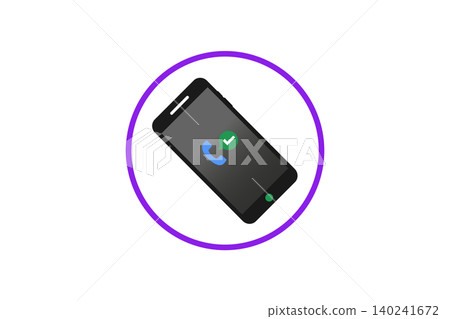 Accepted Incoming Call Icon on Smartphone Screen in Purple Circle Phone Call Verification Concept Accepted Incoming Call Icon on Smartphone Screen in Purple Circle Phone Call Verification Concept 140241672