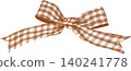 Retro Brown Gingham Ribbon Bow Illustration 140241778