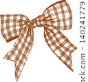 Retro Brown Large Gingham Bow Illustration 140241779