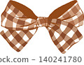 Decorative Brown Small Gingham Bow Illustration 140241780