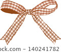 Retro Small Brown Gingham Bow Long Ribbon Illustration 140241782