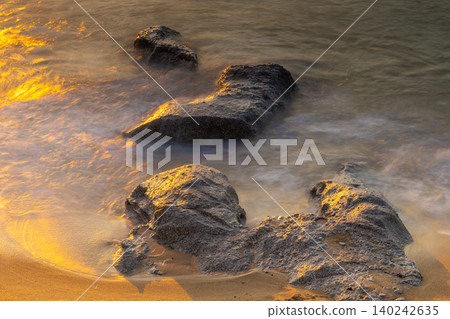 Sea turtle nesting grounds at Nagata Inakahama, Yakushima Island, evening view (summer) 140242635
