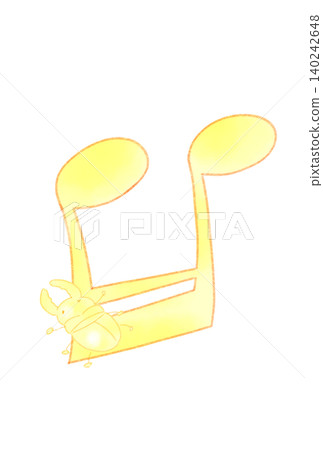 A musical note with a yellow stag beetle attached A musical note with a yellow stag beetle attached 140242648