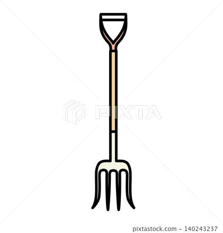 Illustration material: Illustration of a pitchfork, a farming tool used to carry straw and soil. Illustration material: Illustration of a pitchfork, a farming tool used to carry straw and soil. 140243237