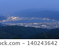從高峠地高原看到的夜景：諏訪湖和盆地的城市燈光在暮色中閃耀。 140243642