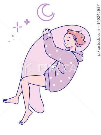 一位動漫風格的女性正在安詳地睡覺。 一位動漫風格的女性正在安詳地睡覺。 140243687