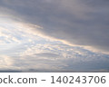 The morning sun shines through the gray clouds, creating a refreshing expanse of blue sky. 140243706