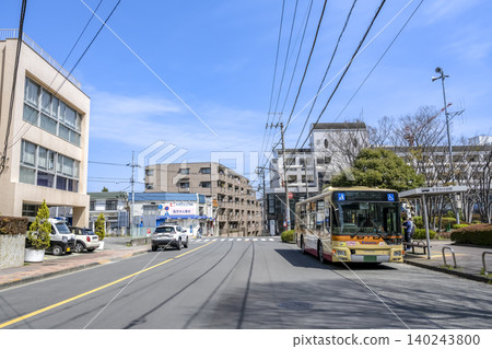 Urban scenery of Machida City, Tokyo; Bus stop in front of Suzukakedai Station 140243800