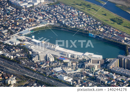 Aerial view of Tamagawa Boat Race Track Aerial view of Tamagawa Boat Race Track 140244276