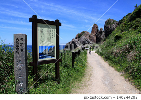 佐賀縣唐津市著名的旅遊景點港之立神岩,以及著名的衝浪勝地玄海。 佐賀縣唐津市著名的旅遊景點港之立神岩,以及著名的衝浪勝地玄海。 140244292