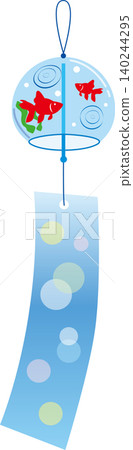 A wind chime with a picture of goldfish swimming on it. A wind chime with a picture of goldfish swimming on it. 140244295
